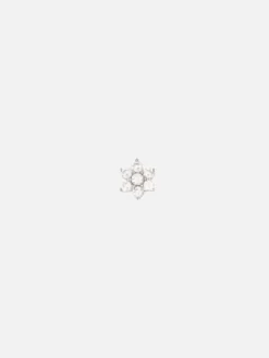 14k Gold Crystal Lotus Flower Earring - Single