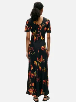 Short Sleeve Bias Dress - Tulipa Black