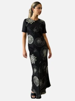Short Sleeve Bias Dress Fibonacci - Black