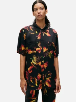 Short Sleeve Boyfriend Shirt - Tulipa Black